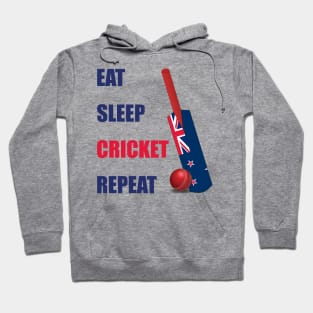 Eat Sleep Cricket Repeat New Zealand Flag Cricket Bat. Hoodie